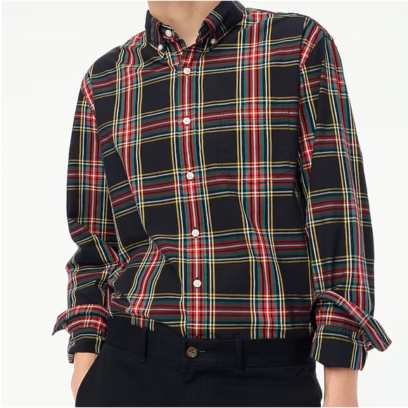 J. Crew Factory Other - J. Crew Factory Mens SLIM UNTUCKED Tartan Plaid Flex Shirt | Sz S, Black NEW